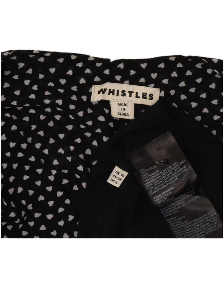 Blusa feminina Whistles Reino Unido 10 pequena coração de poliéster manchado preto