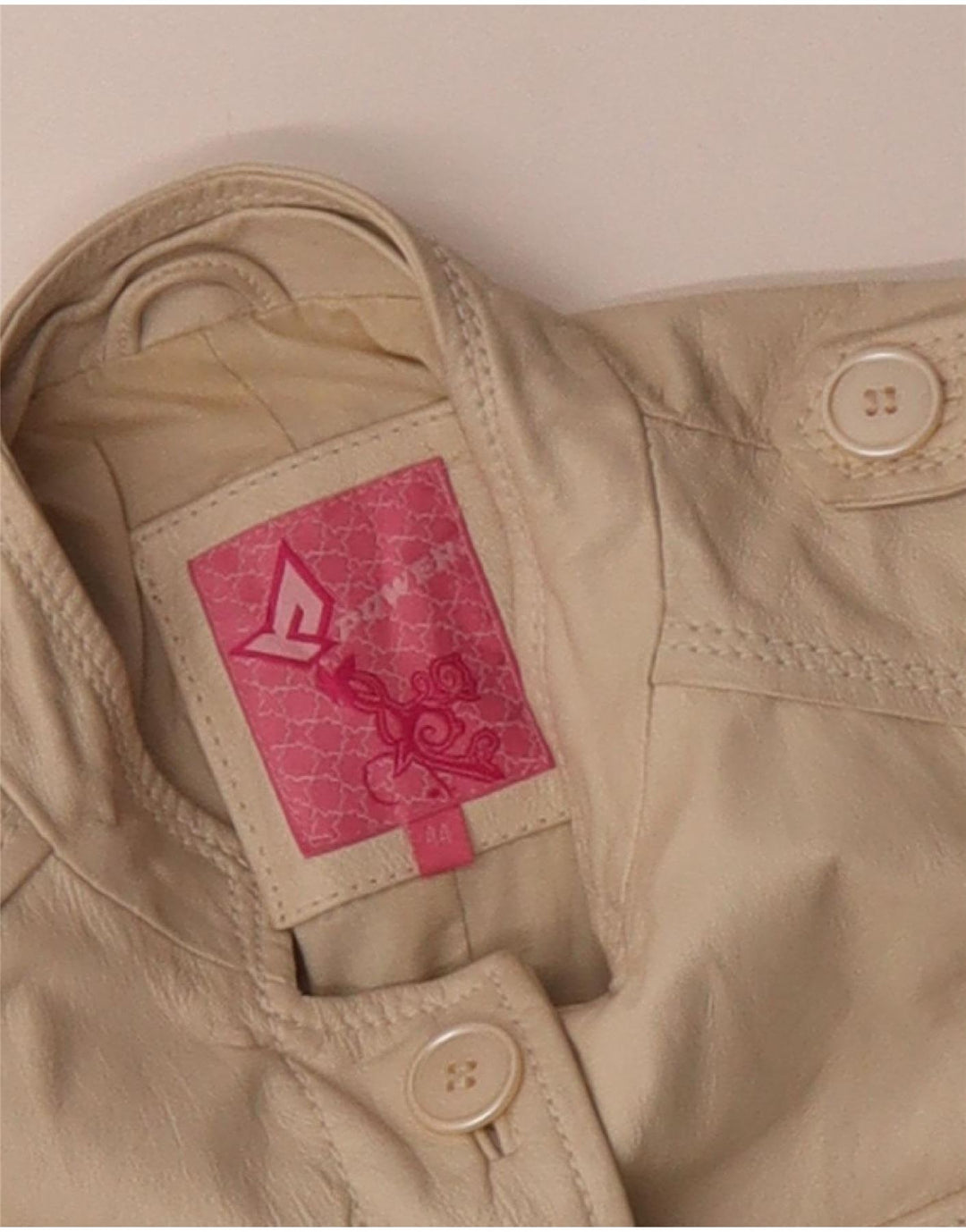 Jaqueta de couro militar feminina vintage IT 44 couro bege médio