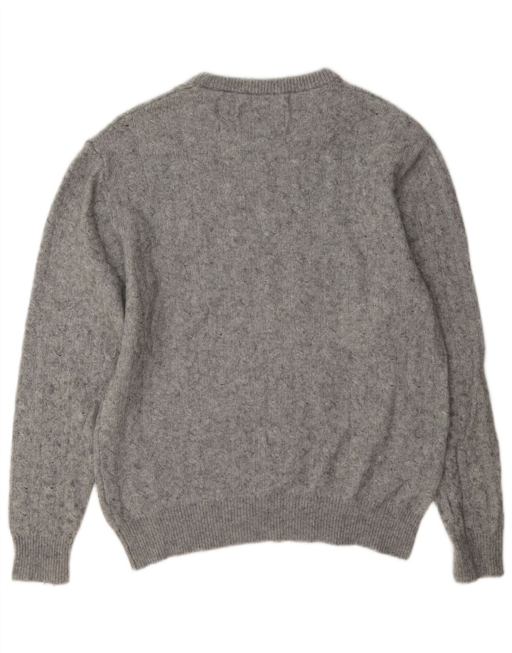 Suéter feminino Jack Wills com gola redonda Reino Unido 14 grande lã cinza