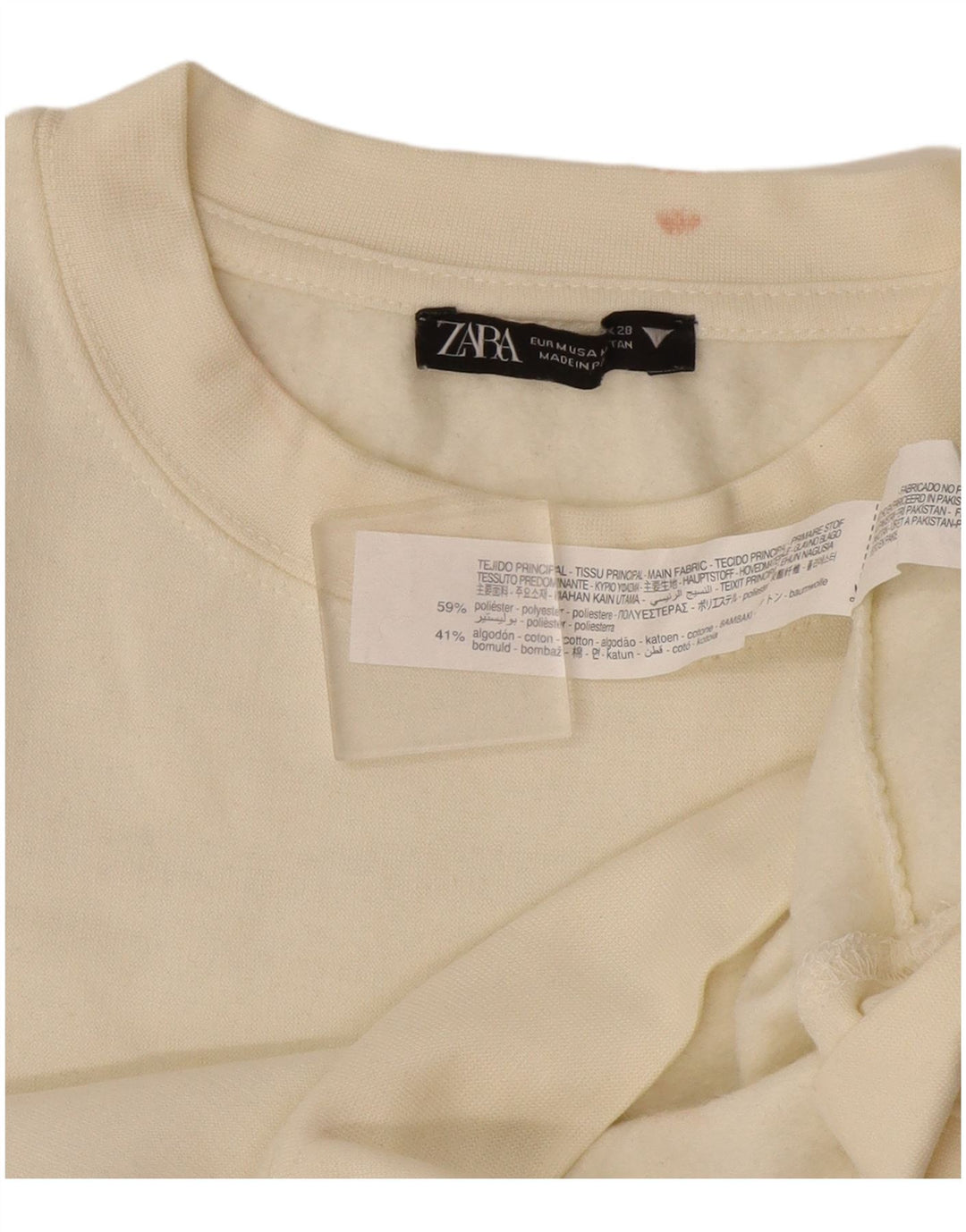 Zara moletom feminino jumper UK 14 médio off white poliéster