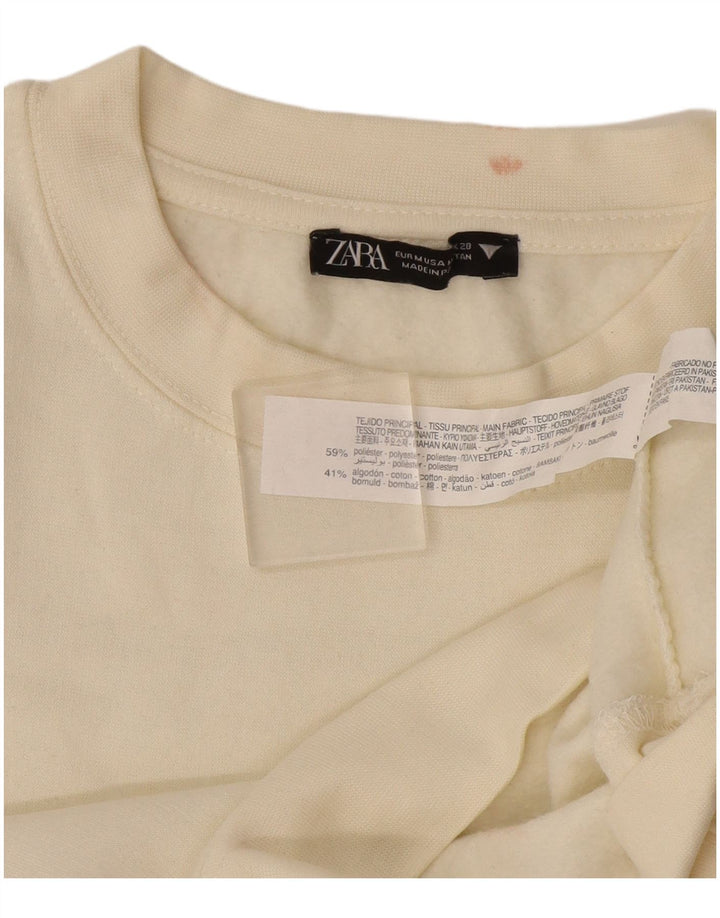 Zara moletom feminino jumper UK 14 médio off white poliéster