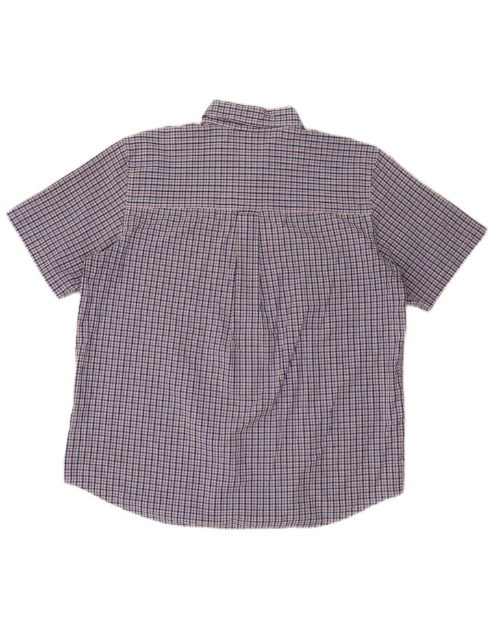 Camisa masculina de manga curta Chaps Easy Care XL azul marinho xadrez algodão