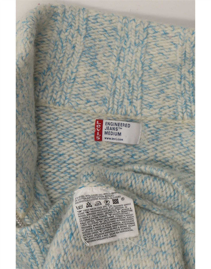 Suéter cardigã feminino Levi's Engineered UK 14 lã manchada azul médio