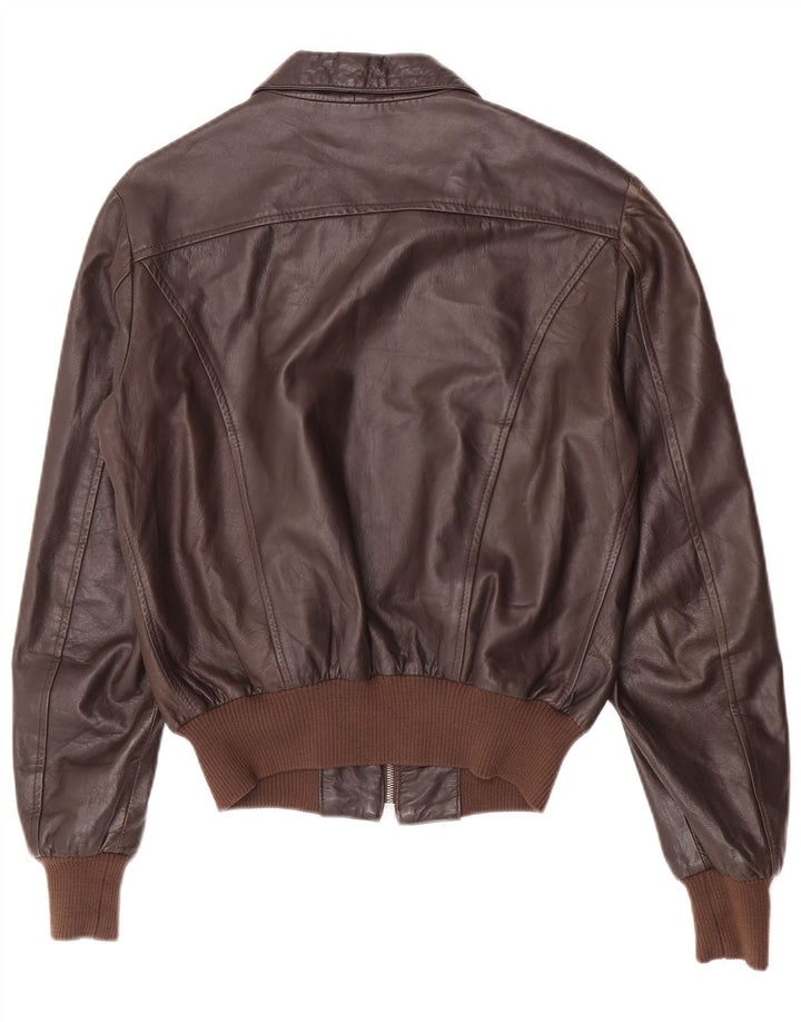 Jaqueta de couro bomber masculina vintage Reino Unido 38 couro marrom médio