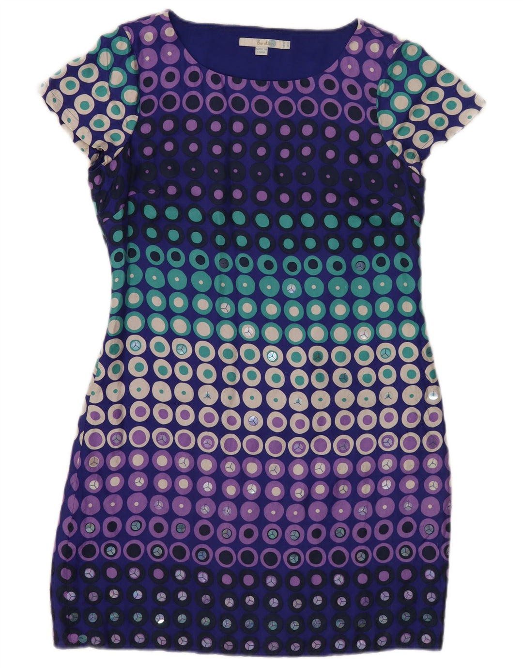Vestido feminino Boden com bainha UK 12 médio multicolorido geométrico de seda moderno