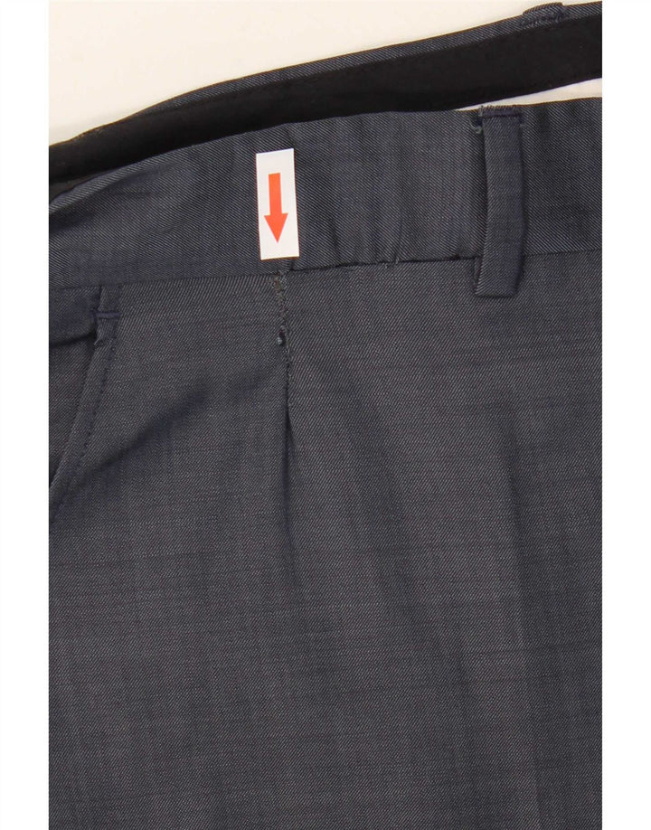 Calça masculina reta Zara W44 L31 lã azul marinho