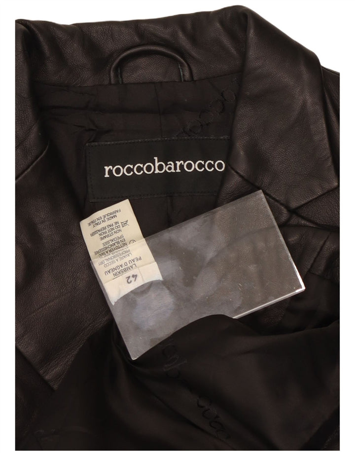 Jaqueta blazer feminina de 2 botões ROCCOBAROCCO IT 42 couro preto médio