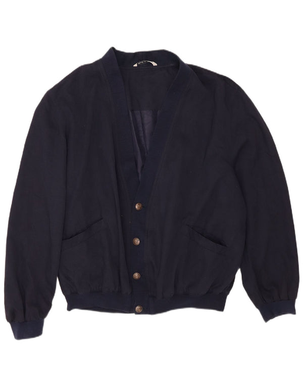 Jaqueta bomber masculina vintage UK 40 grande seda azul marinho