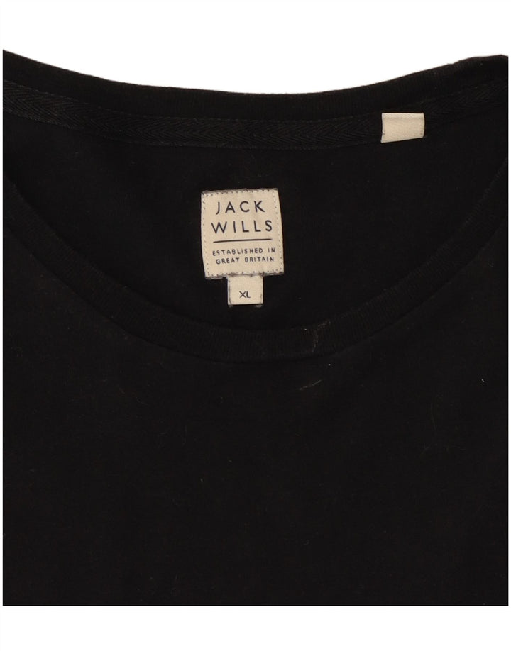 Jack Wills Mens Top Manga Longa XL Algodão Preto