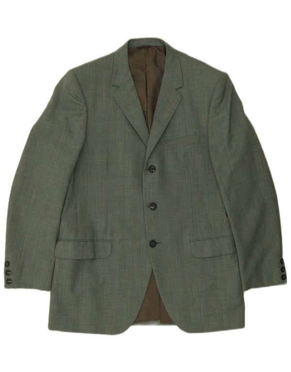 Facis Mens 3 Button Blazer Jacket IT 48 Medium Green Check Terital