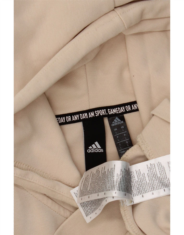ADIDAS Mens Zip Hoodie Sweater Large Beige Cotton Vintage Adidas and Second-Hand Adidas from Messina Hembry 