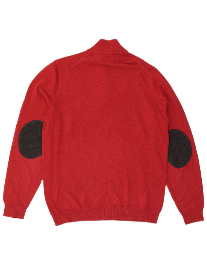 Suéter masculino Massimo Dutti com zíper e gola em bloco colorido vermelho médio de algodão