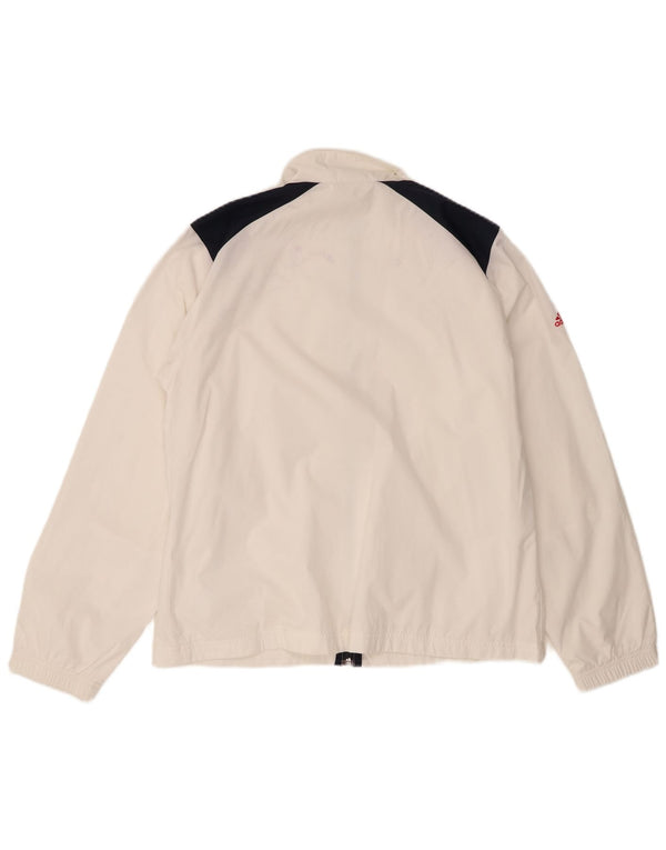 Adidas Womens Tracksuit Top Jacket UK 16 Grande Branco Colourblock Poliéster