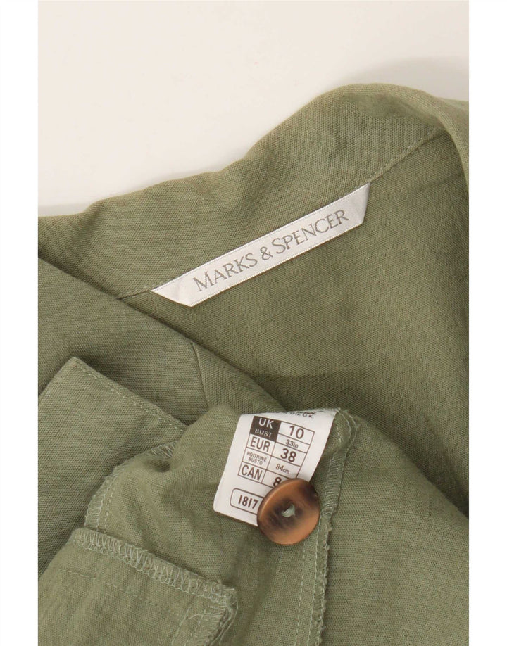 Jaqueta blazer feminina de manga curta Marks & Spencer Reino Unido 10 pequena cáqui