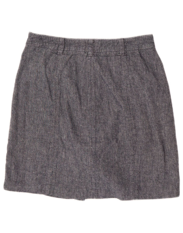 Mini saia feminina Hobbs UK 10 pequena W28 algodão azul