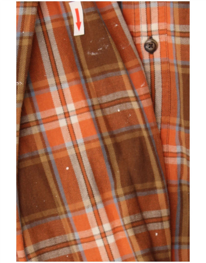 Camisa masculina de flanela Timberland médio marrom xadrez algodão