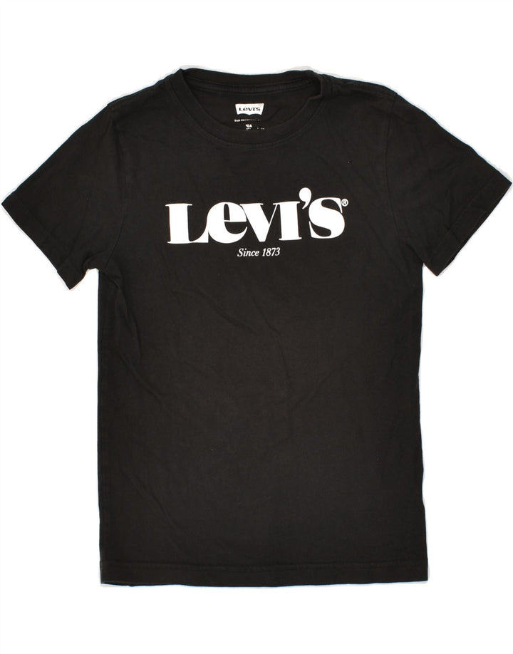 LEVI'S Boys Graphic T-Shirt Top 9-10 Years Black Vintage Levi's and Second-Hand Levi's from Messina Hembry 