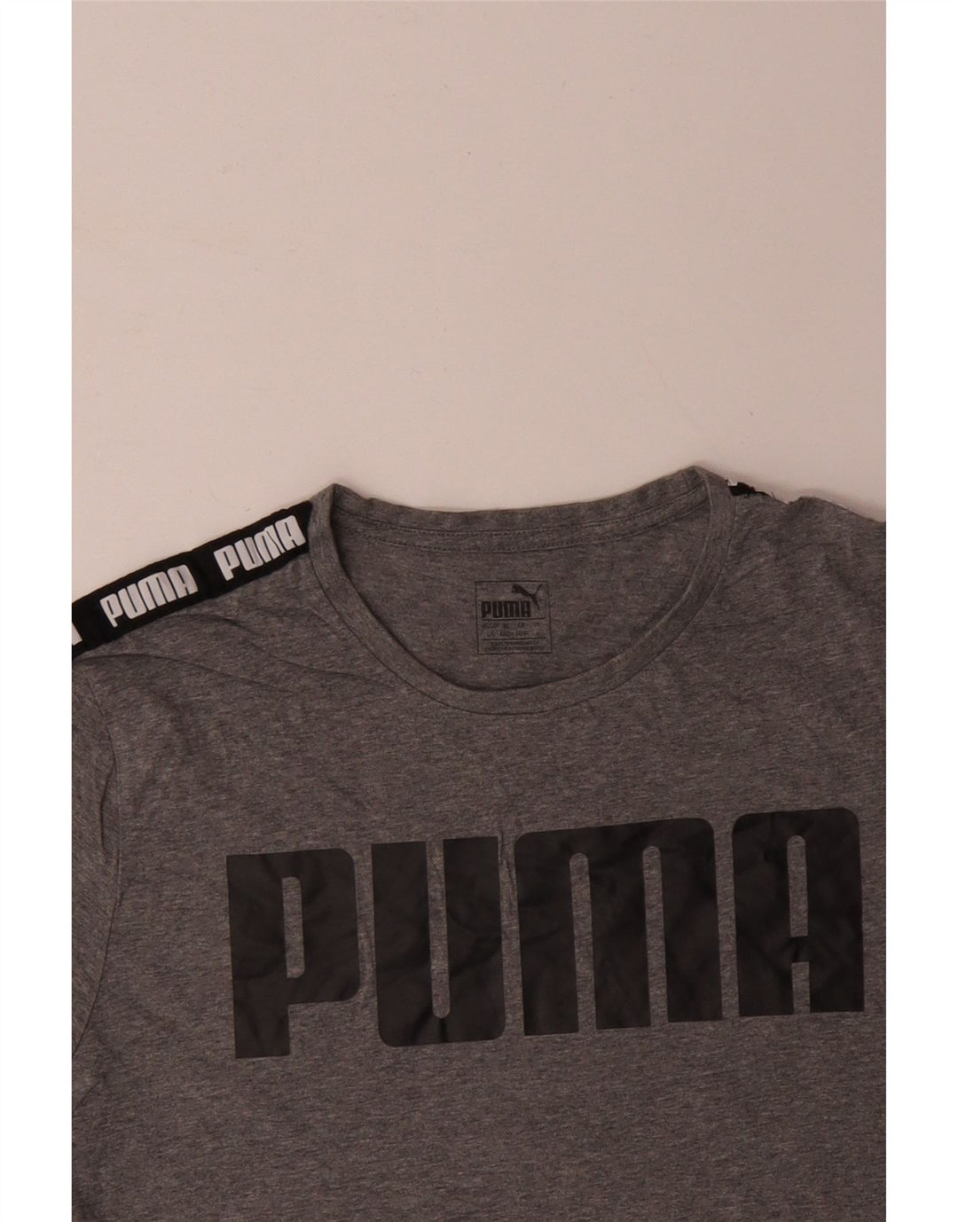 Camiseta masculina gráfica PUMA grande algodão colorblock cinza