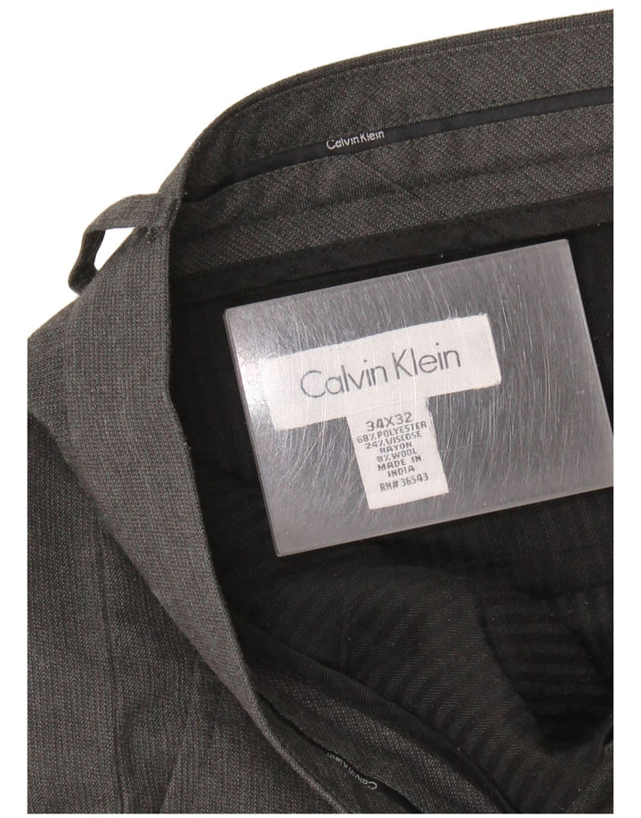 Calça masculina de terno reto CALVIN KLEIN W34 L32 poliéster cinza