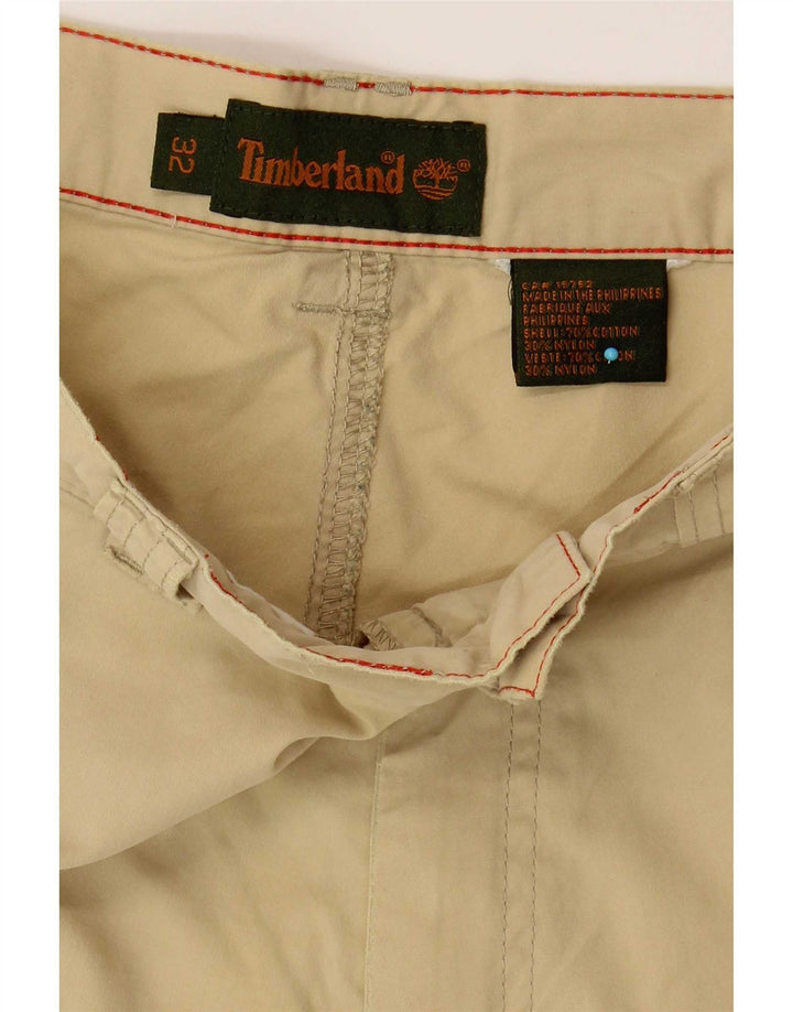 Timberland Mens Cargo Shorts W32 Médio Algodão Bege