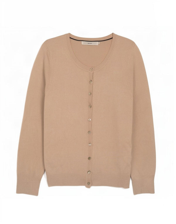 Suéter cardigã feminino John Lewis Reino Unido 12 viscose bege médio
