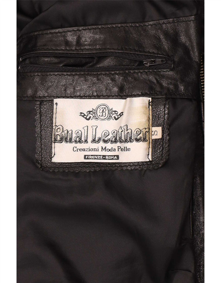 Jaqueta de couro masculina vintage UK 36 pequena preta