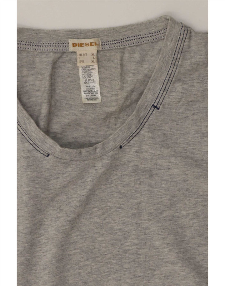 Camiseta masculina Diesel Top XL algodão manchado cinza