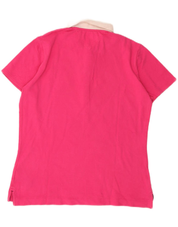 Tommy Hilfiger Womens Polo Shirt UK 14 Large Pink Cotton