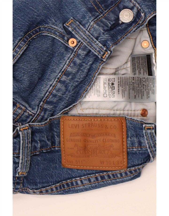 Levi's Masculino 511 Slim Jeans W30 L34 Azul Algodão