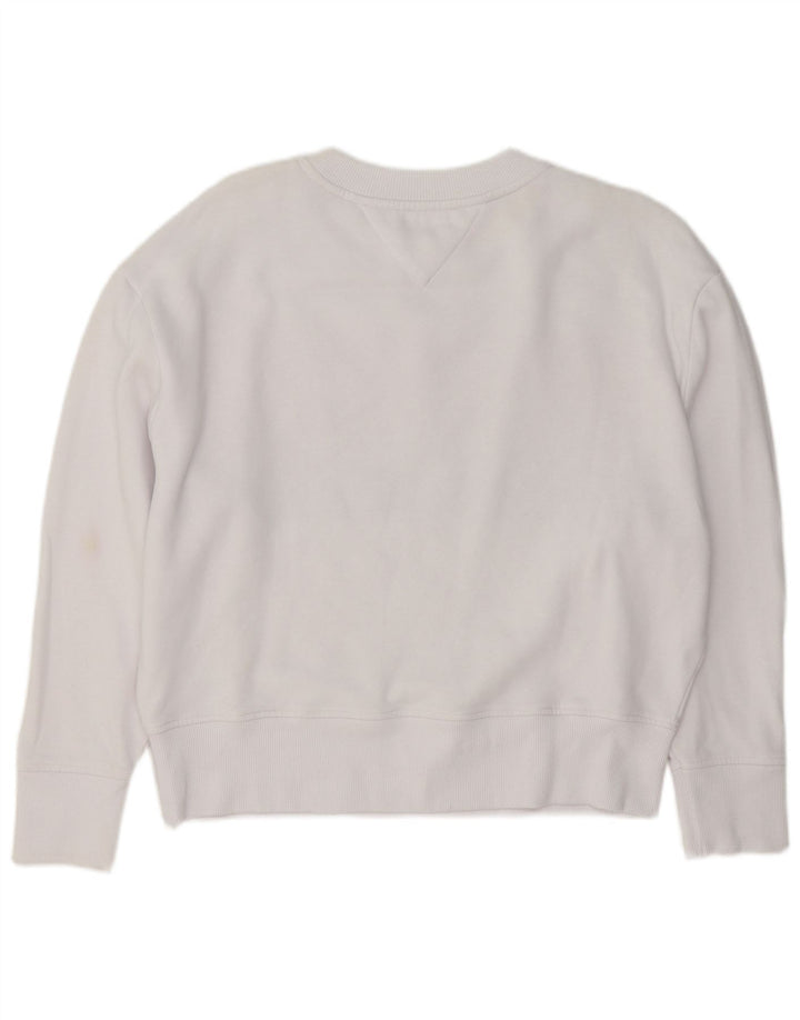 Tommy Hilfiger moletom gráfico feminino jumper UK 14 médio branco