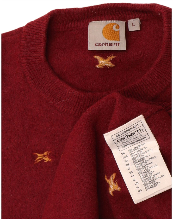 Suéter feminino Carhartt com estampa abstrata e gola redonda Reino Unido 14 grande vermelho