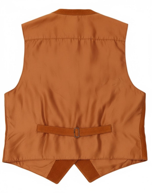 Colete de camurça vintage feminino Reino Unido 16 grande couro marrom