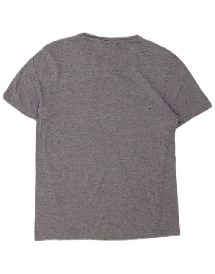 Camiseta masculina Zara Top pequeno azul manchado