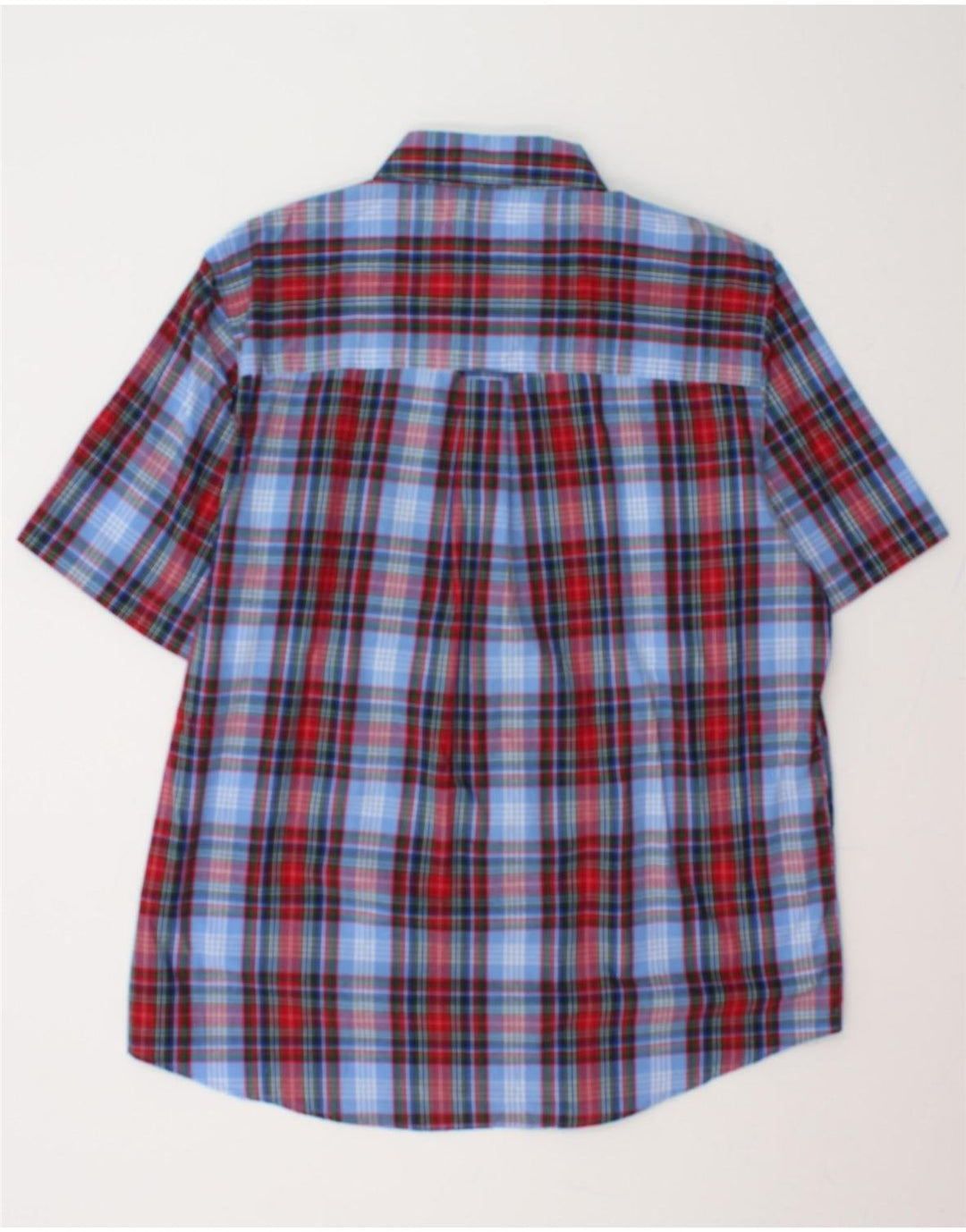 CHAPS Mens Short Sleeve Shirt Large Blue Check Cotton Vintage Chaps and Second-Hand Chaps from Messina Hembry 