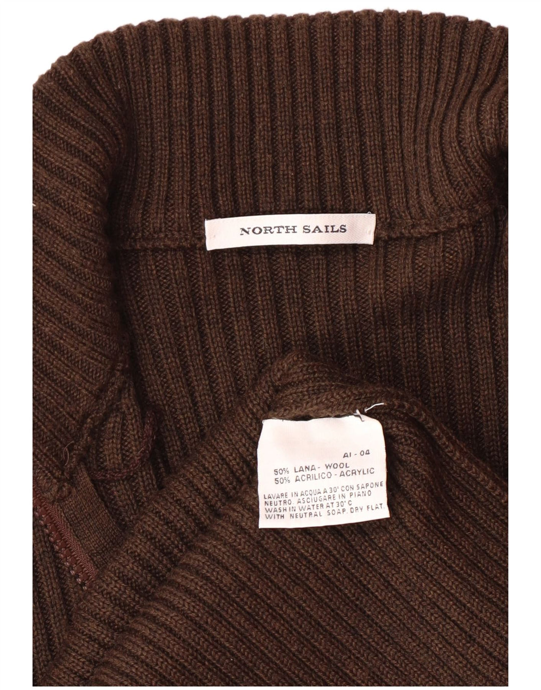 Suéter cardigã masculino North Sails com estampa gráfica pequena lã marrom