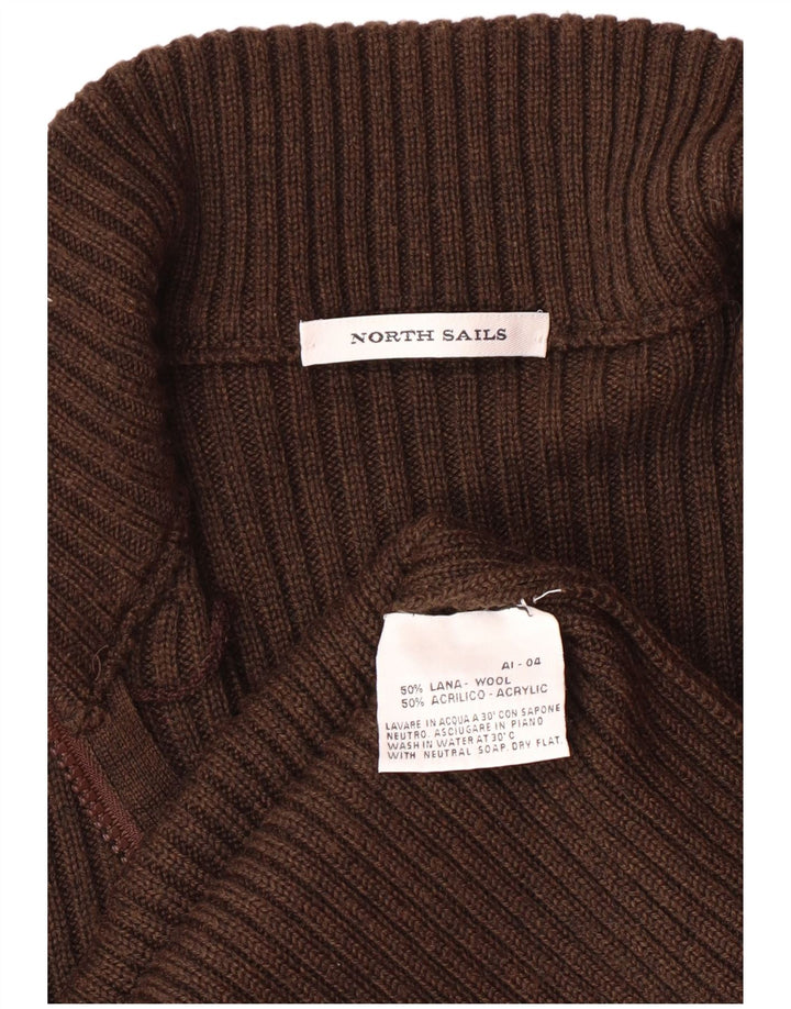Suéter cardigã masculino North Sails com estampa gráfica pequena lã marrom