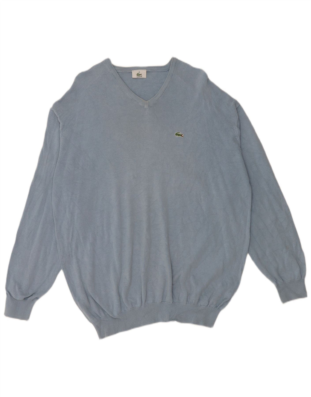 Suéter masculino LACOSTE com decote em V tamanho 6 XL algodão azul