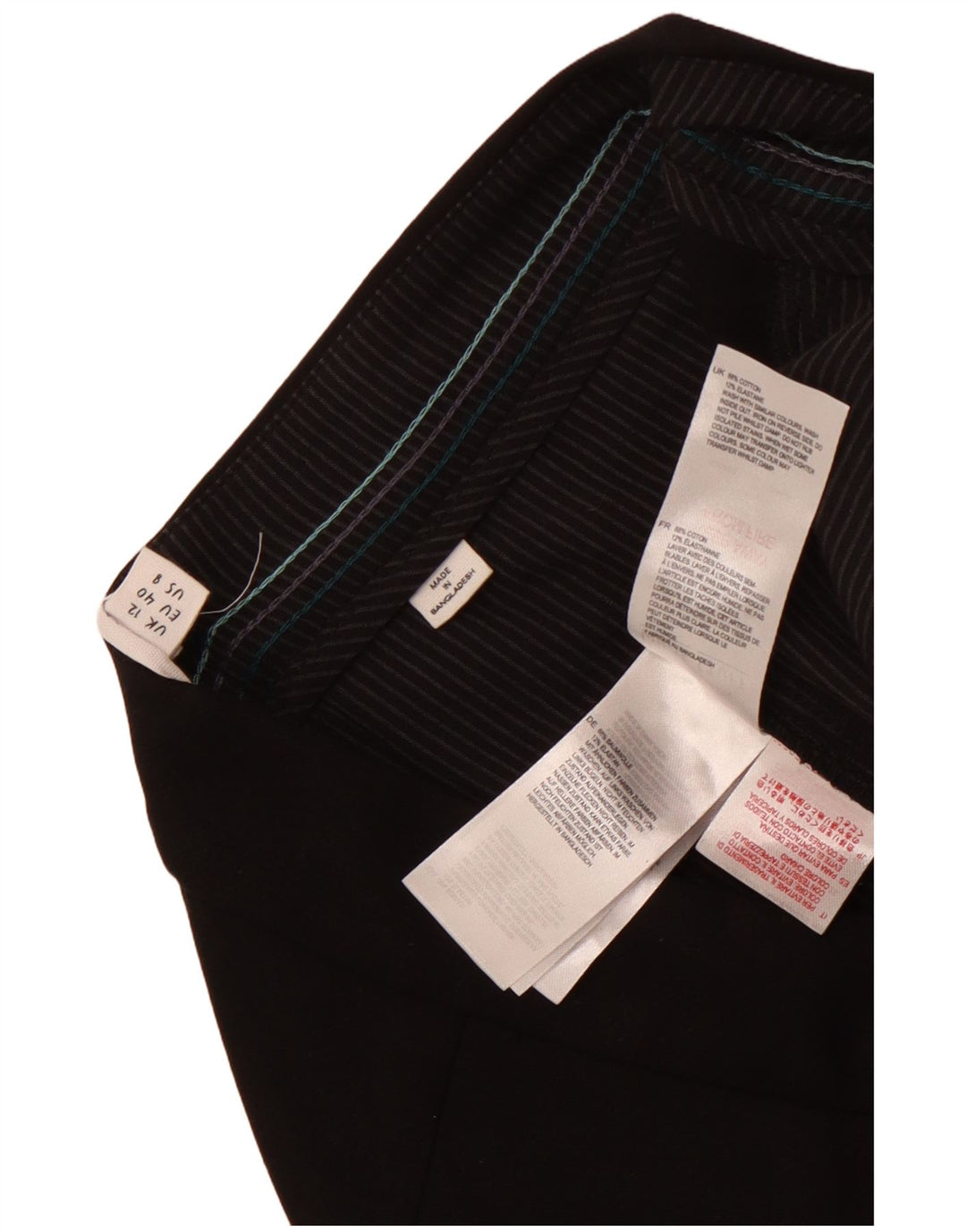 Calças recortadas femininas White Stuff UK 12 médio W32 L24 algodão preto