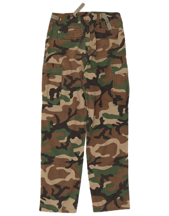 Calça cargo masculina VINTAGE média W32 L31 cáqui camuflada poliéster
