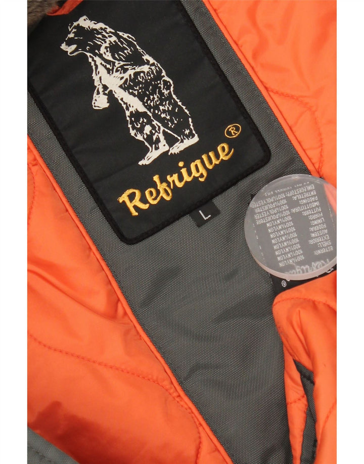 Jaqueta Parka masculina Refrigue com capuz UK 40 grande cinza nylon