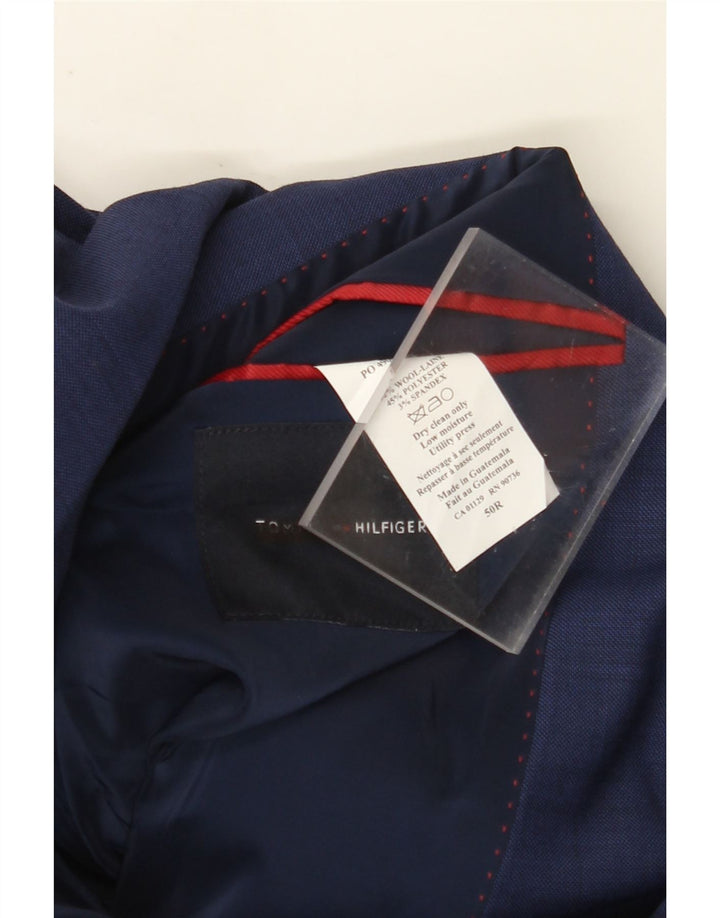 Jaqueta blazer masculina TOMMY HILFIGER com 2 botões IT 50 grande lã azul marinho
