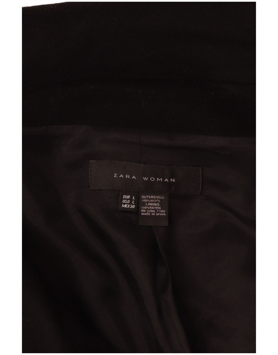 Jaqueta feminina Zara manga 3/4 com peito duplo Reino Unido 16 grande lã preta