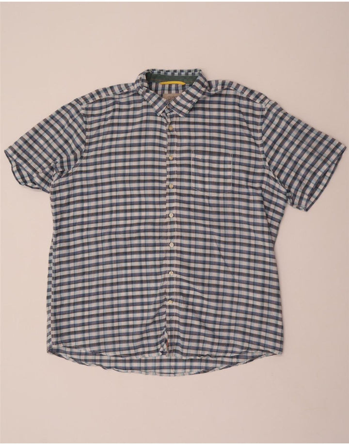 Camisa masculina Camel Active manga curta regular fit XL azul xadrez algodão