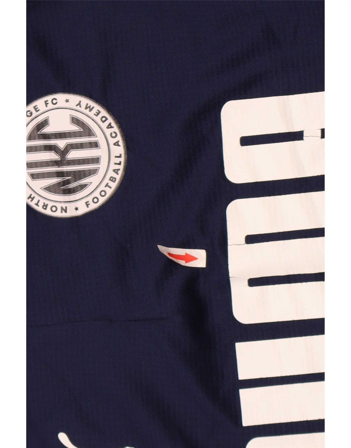 Puma Mens Graphic Pullover Treino Top Pequeno Azul Marinho Colorblock