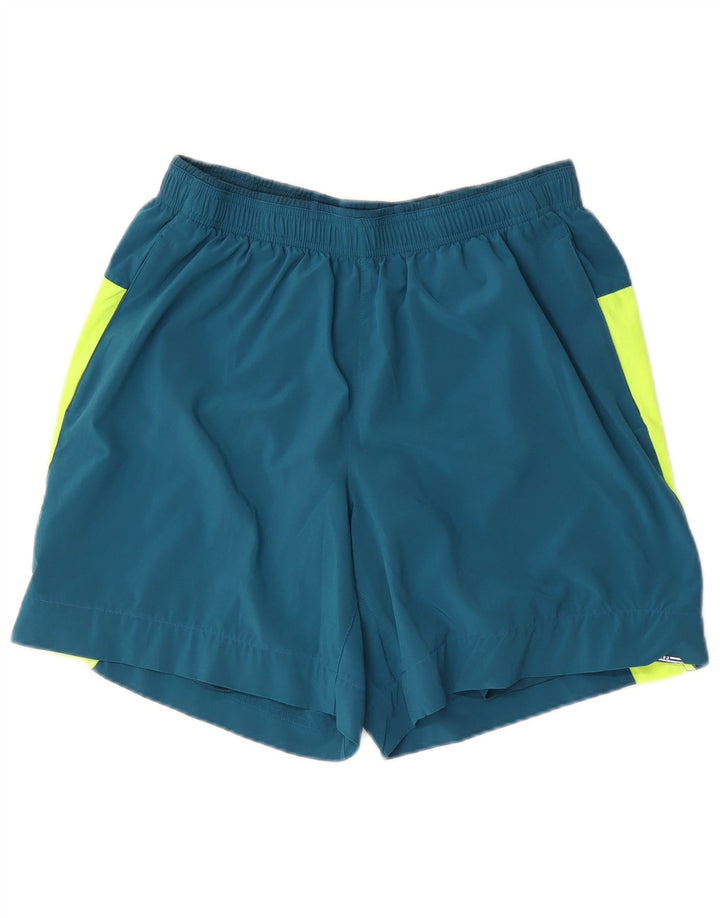 Shorts esportivos masculinos New Balance grande bloco colorido azul