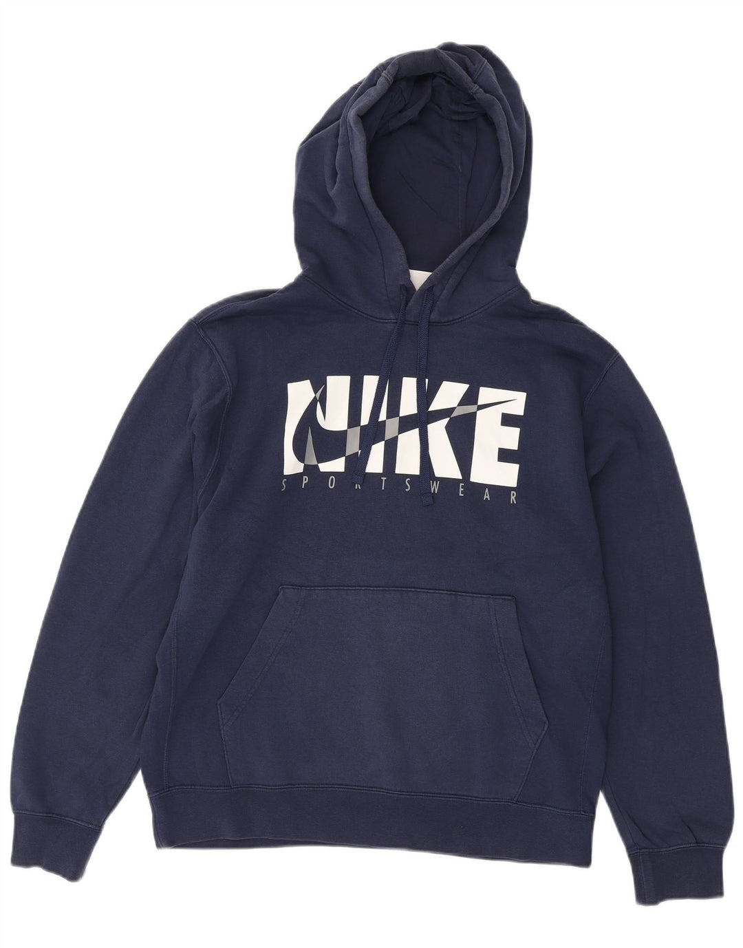 Jumper com capuz gráfico masculino Nike médio azul marinho algodão