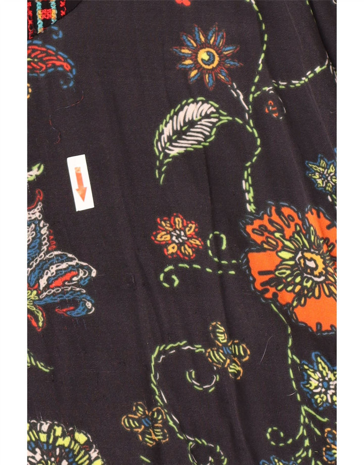 Top túnica feminina Desigual UK 12 médio preto floral
