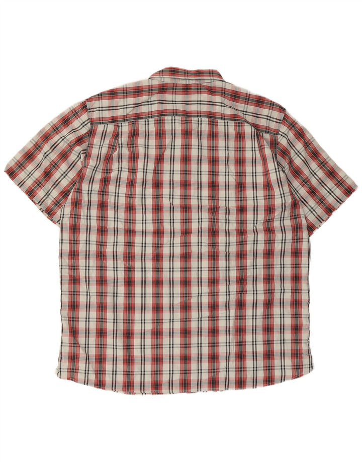 Camisa masculina de manga curta Eddie Bauer XL poliéster xadrez vermelho