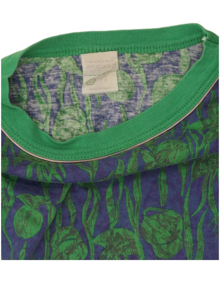 Camiseta masculina American System Top de algodão floral verde médio