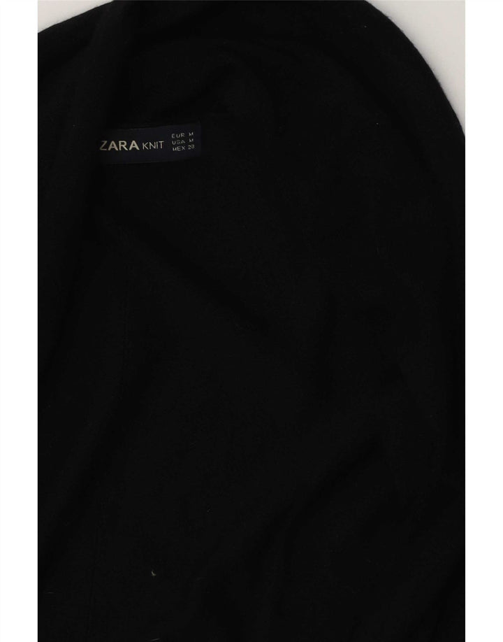 Zara Suéter Cardigan Aberto Feminino Reino Unido 12 Médio Preto